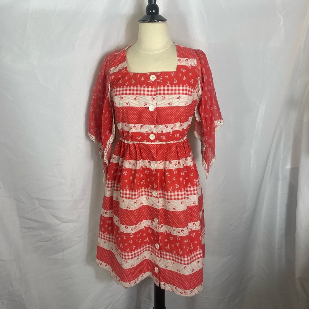 Vintage Red and White Patterned Dress